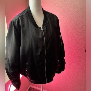 Black Satin Bomber Jacket